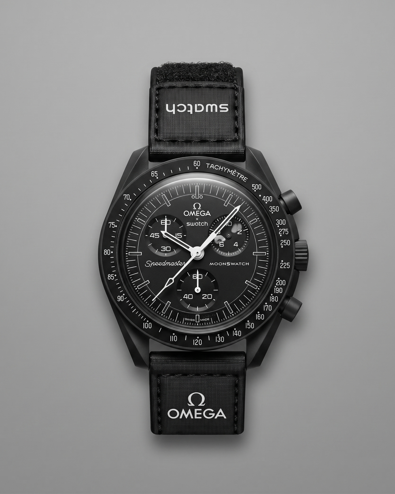 שעון יד לגבר Swatch x Omega Moonswatch Mission To Moonphase Snoopy Black