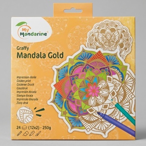 חוברת מנדלות לצביעה עם הדפס זהב 24 דף 250 גר- My Mandarine