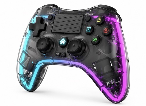 בקר אלחוטי שקוף ל-PS4 ול-PC עם תאורת LED | Transparent Wireless Controller for PS4 & PC with LED Lighting