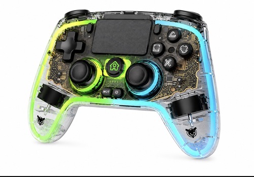 בקר אלחוטי שקוף ל-PS4 ול-PC עם תאורת LED | Transparent Wireless Controller for PS4 & PC with LED Lighting