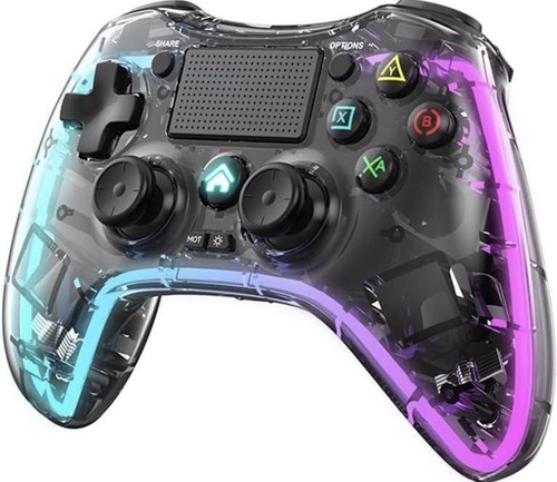 בקר אלחוטי שקוף ל-PS4 ול-PC עם תאורת LED | Transparent Wireless Controller for PS4 & PC with LED Lighting
