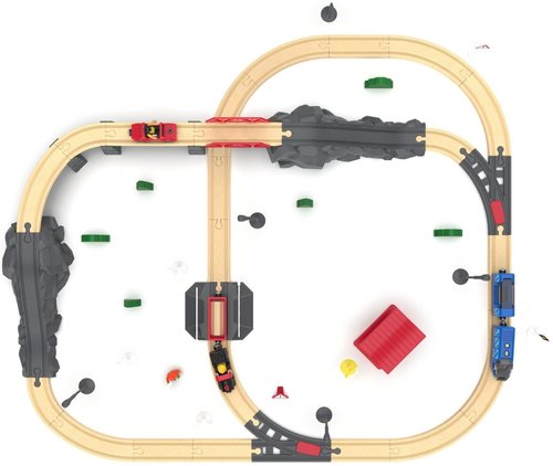 ערכת רכבת עץ חשמלית 76 חלקים 