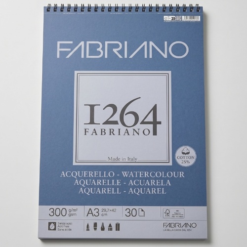 בלוק צבעי מים 20 דף 300 גר Fabriano 1264 A3