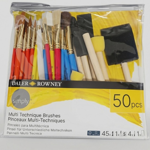 סט מכחולים ואביזרי ציור 50 חלקים Simply Daler-Rowney