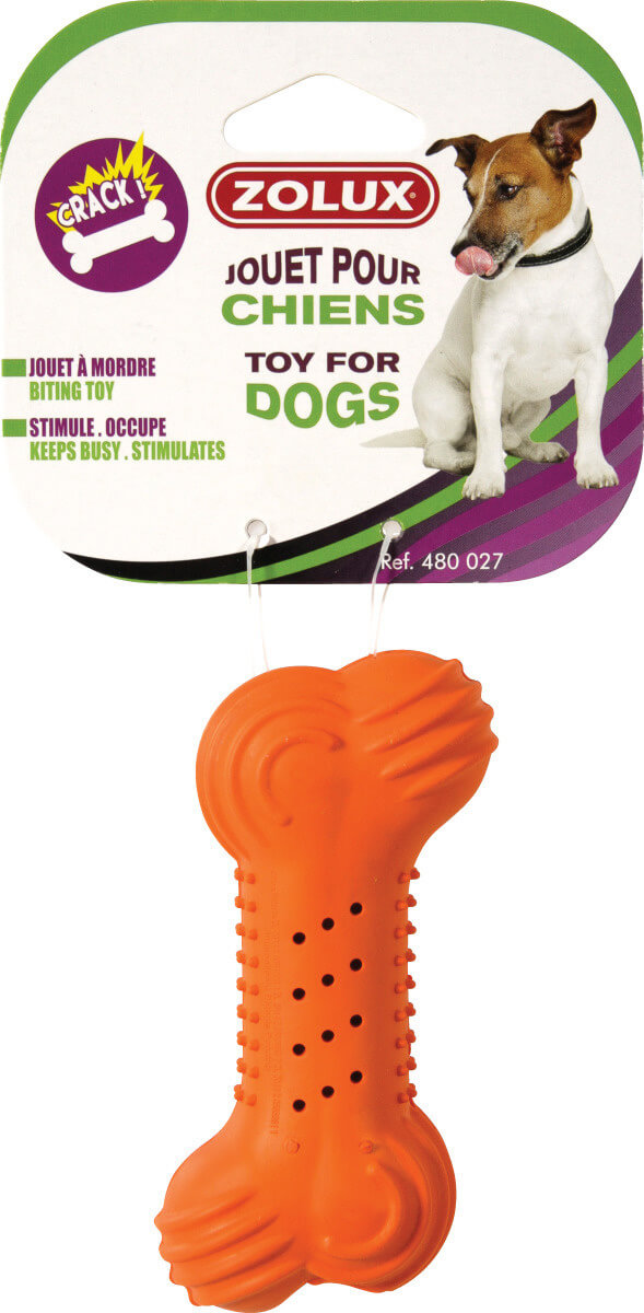 זולוקס עצם גומי מרעישה לכלבים 10 ס"מ  CRACKLING BONE RUBBER TOY 
