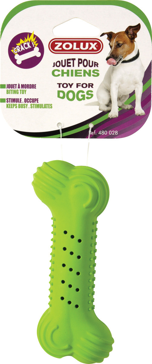 זולוקס עצם גומי מרעישה לכלבים 14 ס"מ  CRACKLING BONE RUBBER TOY 