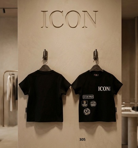 חולצת טי אופנתית לבנים של ICON בצבע שחור מלכותי