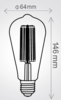 נורת לד אגס פילמנט ST64 15W שקוף