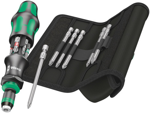 סט מחזיק ביטים וביטים Kraftform Kompakt 20 Tool Finder 2 של Wera עם 13 חלקים בנרתיק.