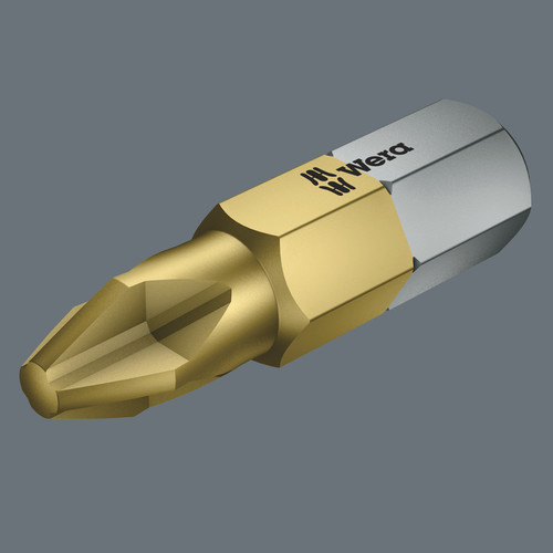 ביט פוזידרייב מצופה טיטניום ניטריד TiN במידה PZ 2 וחיבור 1/4 משושה באורך 25 מ