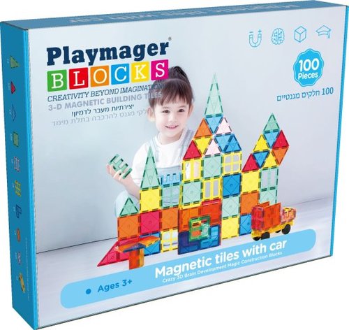 משחק מגנטים 100 חלקים 100% מגנטיים PLAYMAGER