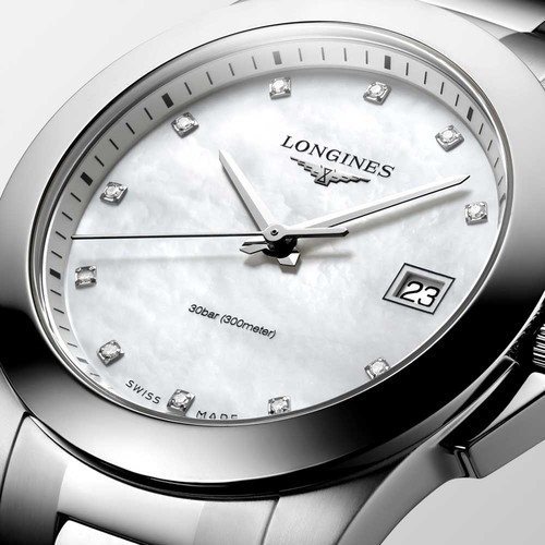 Longines L33774876 Conquest 34MM נשים יהלומים לונג'ין יבואן רשמי