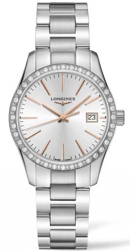 Longines L23860726 Conquest Classic 34MM נשים 36 יהלומים לונג'ין יבואן רשמי