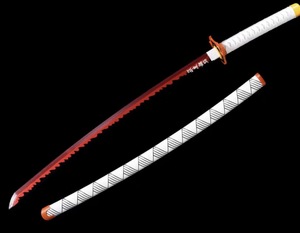 קטאנה בהשראת Demon Slayer – חרב רנגוקו קיוג’ורו אדום ולבן | Demon Slayer Rengoku Kyojuro Red & White Katana