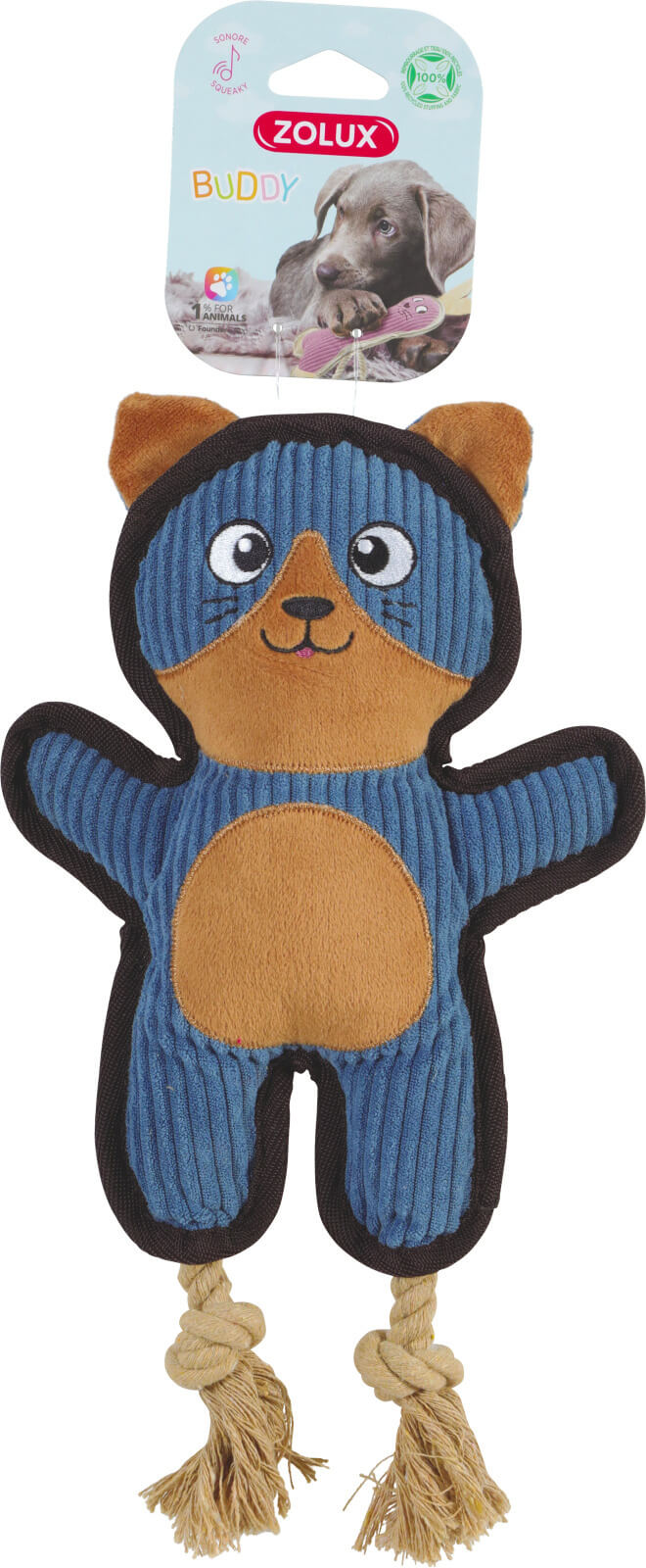 זולוקס בובת חתול כחול פרוותי לכלבים  BUDDY PLUSH TOY CAT BLUE