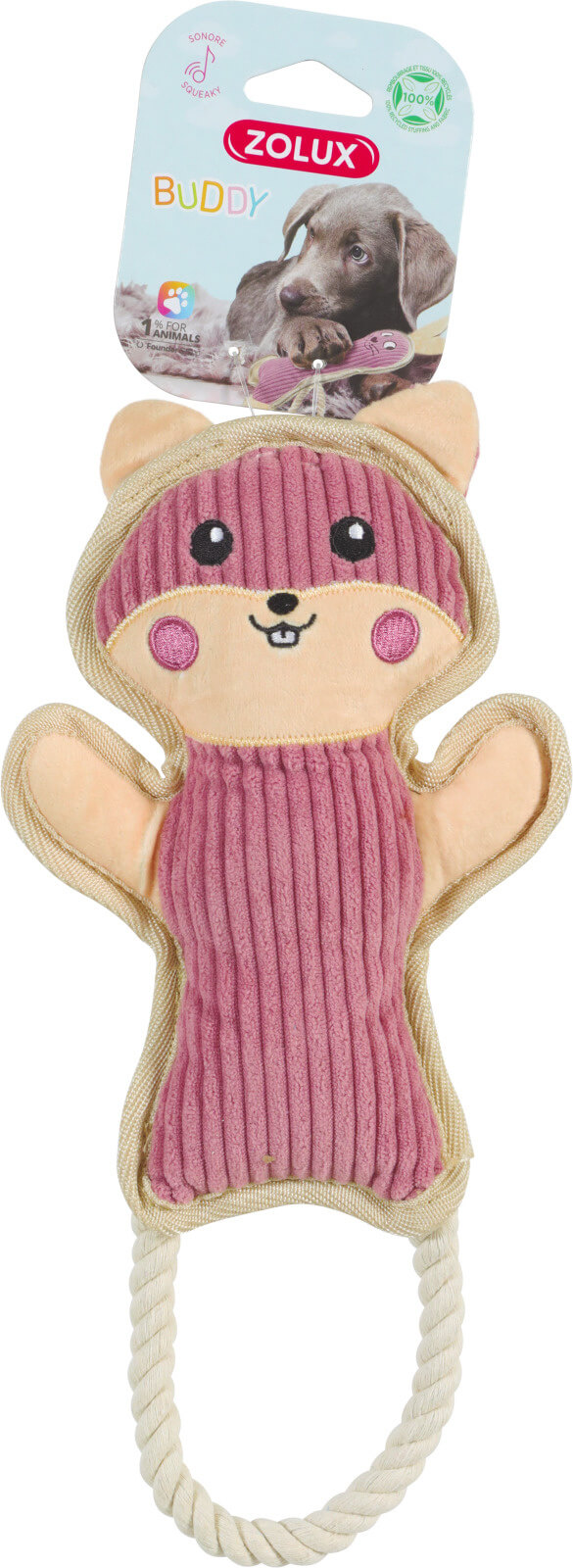 זולוקס בובת אוגר ורוד פרוותי לכלבים  BUDDY PLUSH TOY HAMSTER PINK