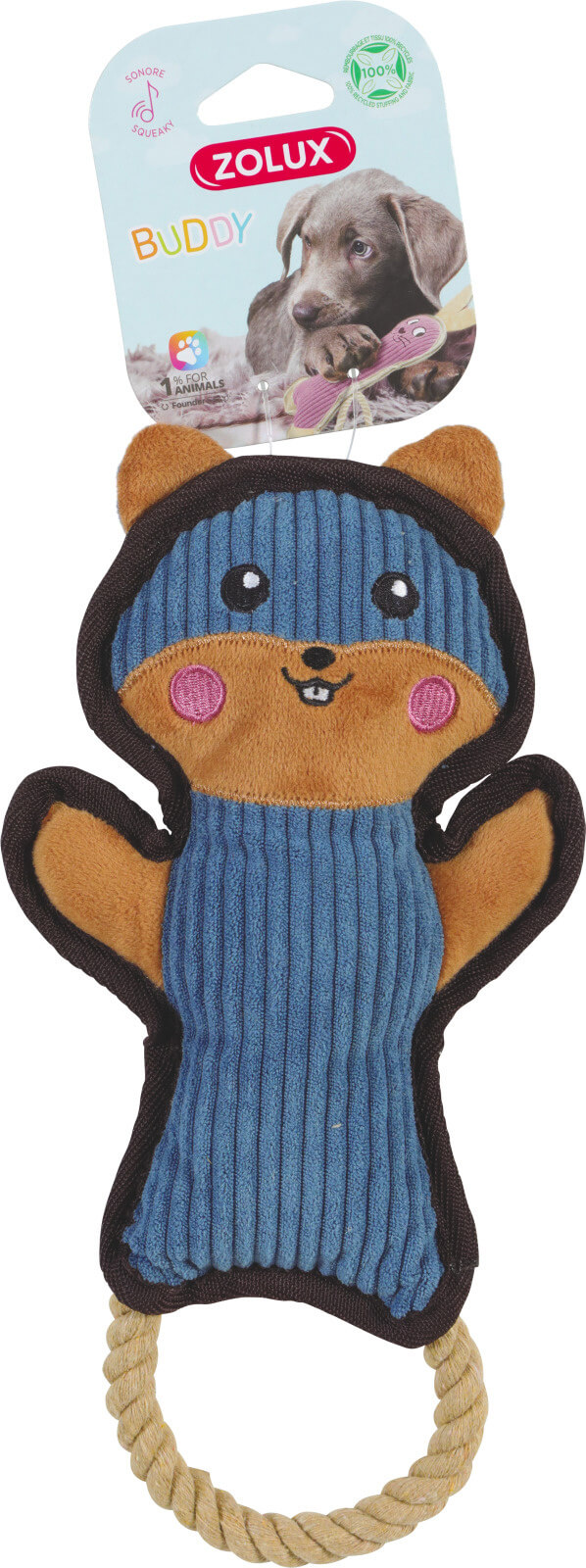 זולוקס בובת אוגר כחול פרוותי לכלבים  BUDDY PLUSH TOY HAMSTER BLUE