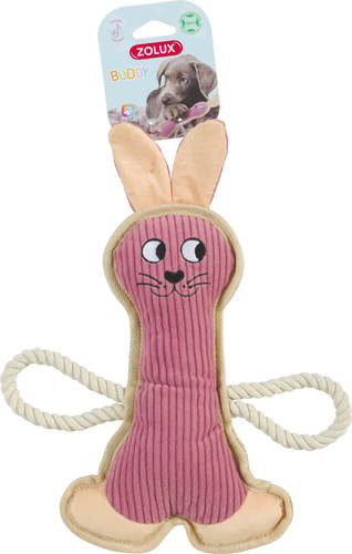 זולוקס בובת ארנב ורוד פרוותי לכלבים  BUDDY PLUSH TOY RABBIT PINK
