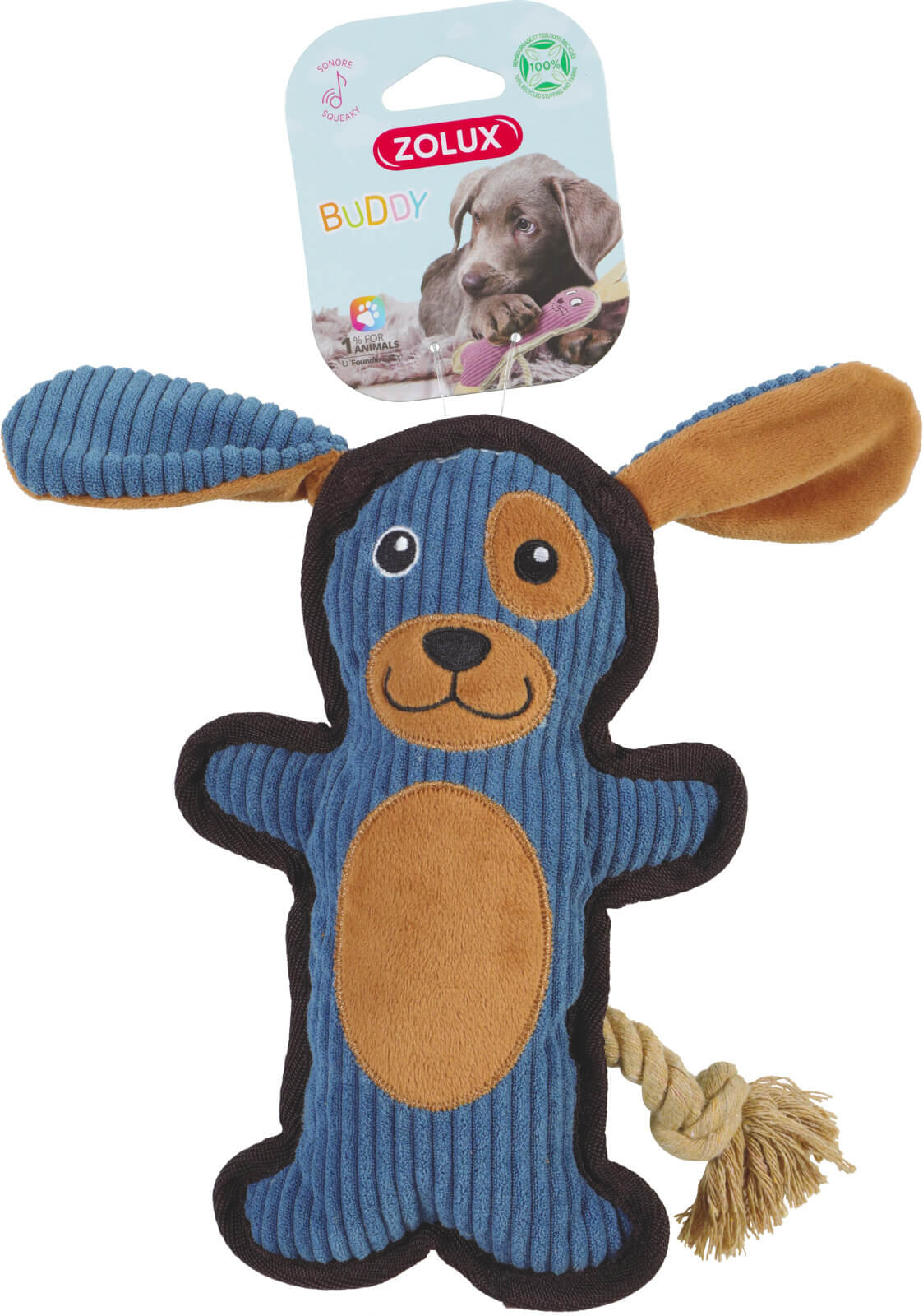 זולוקס בובת כלב כחול פרוותי לכלבים  BUDDY PLUSH TOY DOG BLUE
