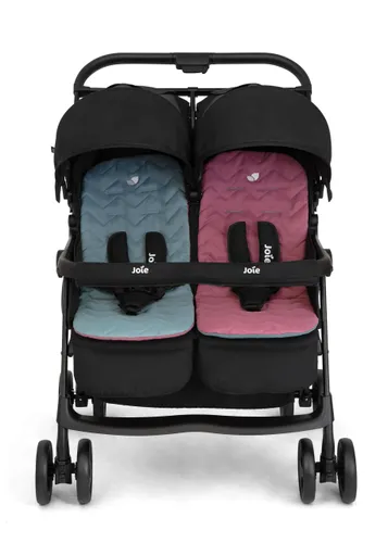 עגלת תאומים קומפקטית המתאימה מלידה Aire™‎ Twin - שחור/כחול ורוד Shale