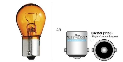 נורה סימטרי כתום מגע PY21W 12V 1