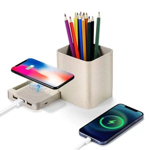 מעמד שולחני לעטים | מטען אלחוטי ומפצל USB