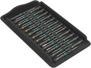 סט מברגי אלקטרוניקה Kraftform Micro עם 25 חלקים בנרתיק.