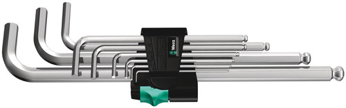 סט מפתחות אלן כדורי מטרי עם פרופיל Hex-Plus בגימור כרום הכולל 9 חלקים.