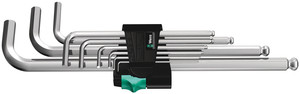 סט מפתחות אלן כדורי מטרי עם פרופיל Hex-Plus בגימור כרום הכולל 9 חלקים.