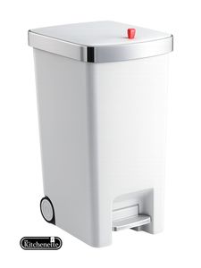 פח דוושה מעוצב La Kitchenette עם שני גלגלים 35 ליטר בצבע לבן