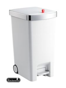פח דוושה מעוצב La Kitchenette עם שני גלגלים 45 ליטר בצבע לבן