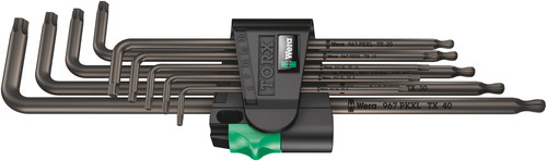 סט מפתחות אלן TORX ארוך 9 חלקים בגימור BlackLaser עם קליפ אחסון ייעודי.