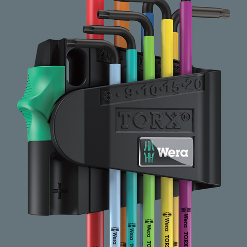 סט מפתחות אלן טורקס TORX BO כדורי עם 9 חלקים בציפוי צבעוני.