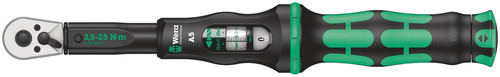 ידית ראצ'ט מומנט Click-Torque A 5 בטווח 2.5-25 Nm עם חיבור 1/4 מרובע.
