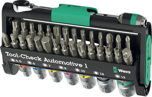 סט בוקסות וביטים לרכב Tool-Check Automotive 1 בחיבור 1/4 הכולל 38 חלקים.