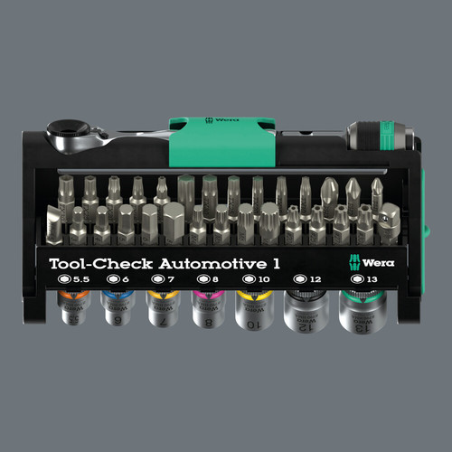 סט בוקסות וביטים לרכב Tool-Check Automotive 1 בחיבור 1/4 הכולל 38 חלקים.