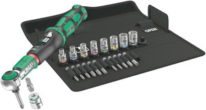 סט ידית מומנט Safe-Torque A 2 בחיבור 1/4 משושה וטווח 2-12 Nm, הכולל 23 חלקים במארז קומפקטי.