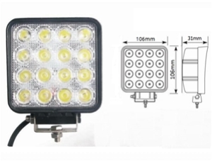 פנס עבודה לד מרובע שחור 16 לדים 4' 10-30V