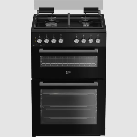 תנור דו תאי משולב כיריים גז 60 ס"מ דגם KFDM62129BB בקו BEKO שחור