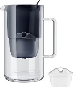 קנקן מים מזכוכית-גחמור שחור 2.5L דגם Glass + סנן AQUAPHOR Maxfor+ Mg צבע שחור