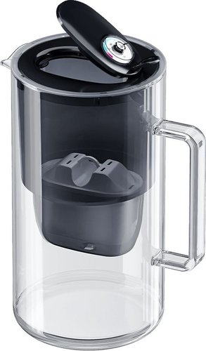 קנקן מים מזכוכית-גחמור שחור  2.5L דגם Glass + סנן AQUAPHOR Maxfor+ Mg צבע שחור