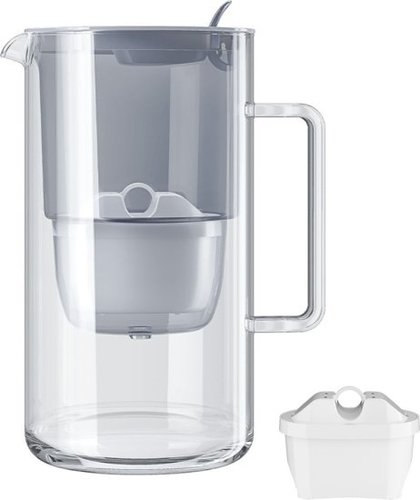 קנקן מים מזכוכית 2.5 ליטר דגם Glass + סנן AQUAPHOR Maxfor+ Mg צבע אפור