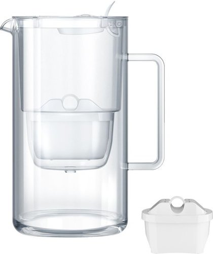 קנקן מים מזכוכית 2.5 ליטר דגם Glass + סנן AQUAPHOR Maxfor+ Mg צבע לבן