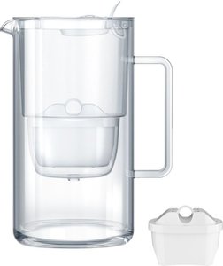 קנקן מים מזכוכית -גימור לבן 2.5L דגם Glass + סנן AQUAPHOR Maxfor+ Mg צבע לבן
