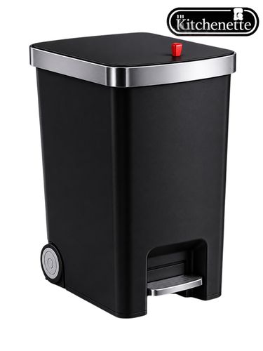 פח דוושה מעוצב La Kitchenette עם שני גלגלים 35 ליטר בצבע שחור 