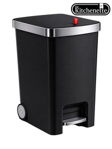 פח דוושה מעוצב La Kitchenette עם שני גלגלים 45 ליטר בצבע שחור