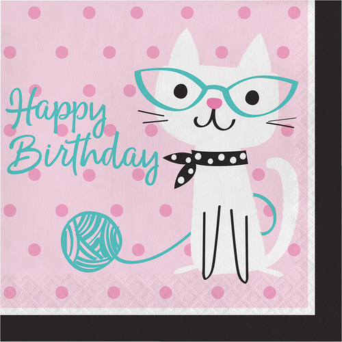 מפיות לאנץ Happy Birthday חתלתולות 16 יח' 