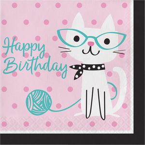 מפיות לאנץ Happy Birthday חתלתולות 16 יח