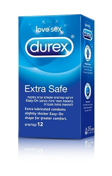 Extra Safe קונדומים עבים במקצת עם חומר סיכה מוגבר 12 יח' דורקס