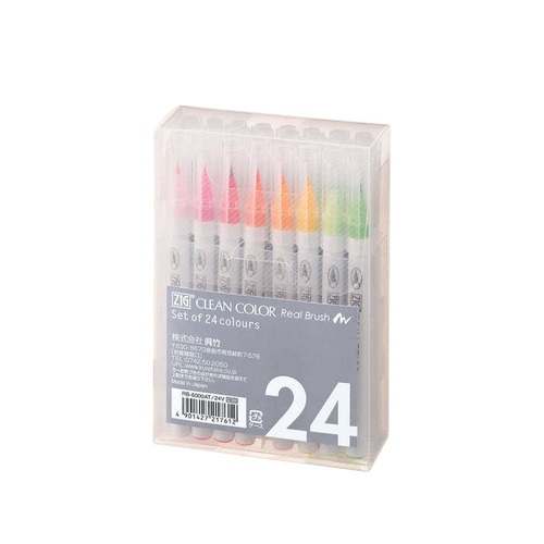 ZIG clear real brush - טוש מכחול צבעי מים 24 גוונים 